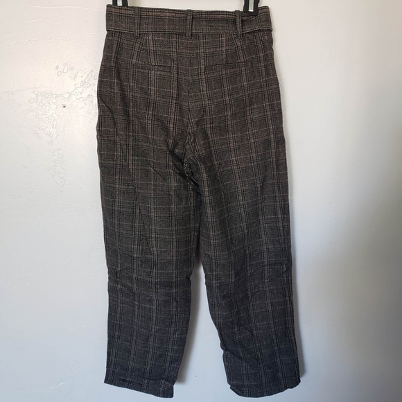 Wilfred Women's 2 World Blend Dress Pants High Rise Black White Plaid Bow Waist - Picture 3 of 7